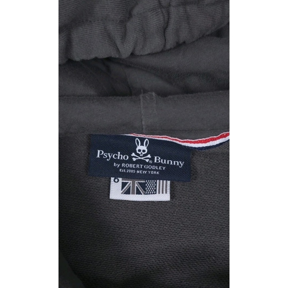 Psycho Bunny Hoodie Sweatshirt Mens Large Gray Pullover Embroidered Patch - Picture 4 of 6